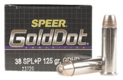 Speer Gold Dot .38cal Special +P 125 Grain Jacketed Hollow Point (20)