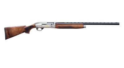 Benelli Montefeltro Silver Shotgun, AA-Grade Satin Walnut, Nickel/Blue, Etched Game Scene, 26 in -10855