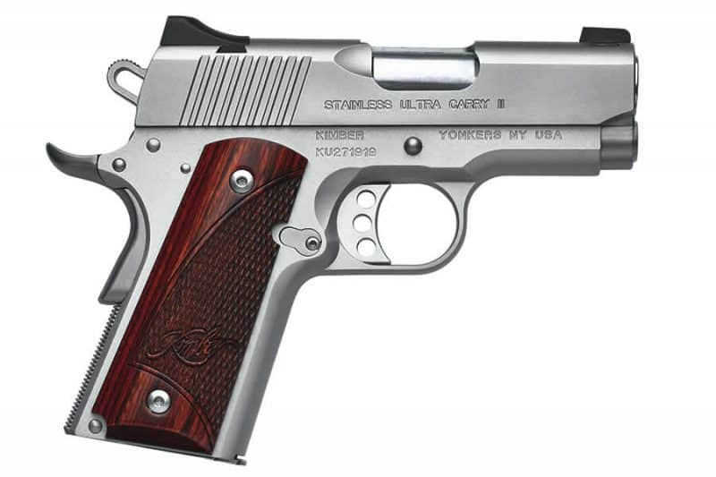 Kimber 1911 Stainless Ultra Carry II 45acp Pistol, Checkered Wood Grips, 3.0" 3200330 Nagel