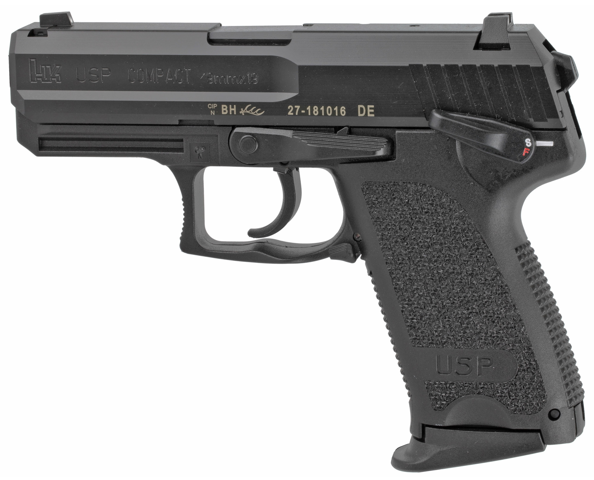 H&K USP40 Compact 40 S&W Pistol, Safety/ Decocking Lever, (2)-12Rd