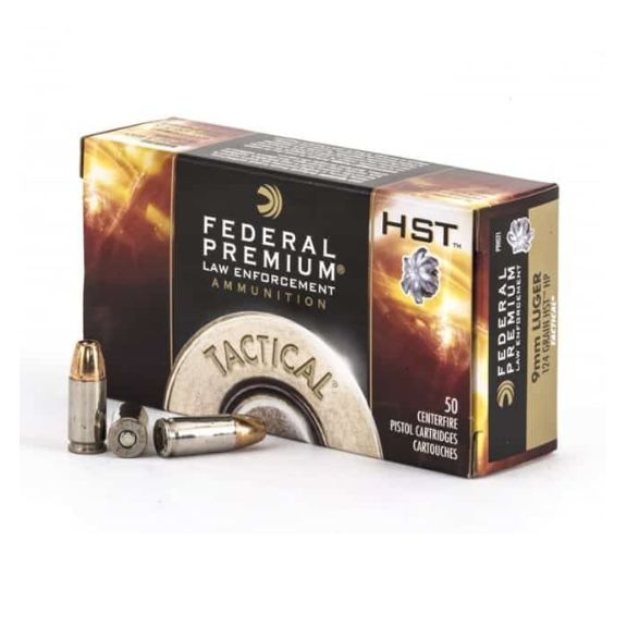 Federal HST 9mm 124gr JHP Ammunition, 50 Rds/ Box - P9HST1