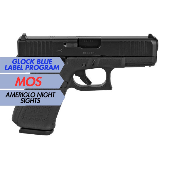 Glock 19 Gen5 MOS Ameriglo Night Sights Blue Label 9mm Pistol, 4.02" - PA195S302MOSAB