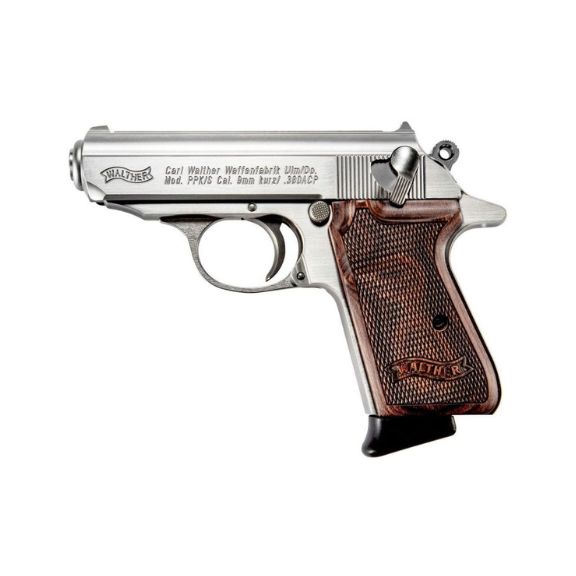 Walther PPK/S Stainless Walnut 380acp Pistol, 3.3" - 4796004WG
