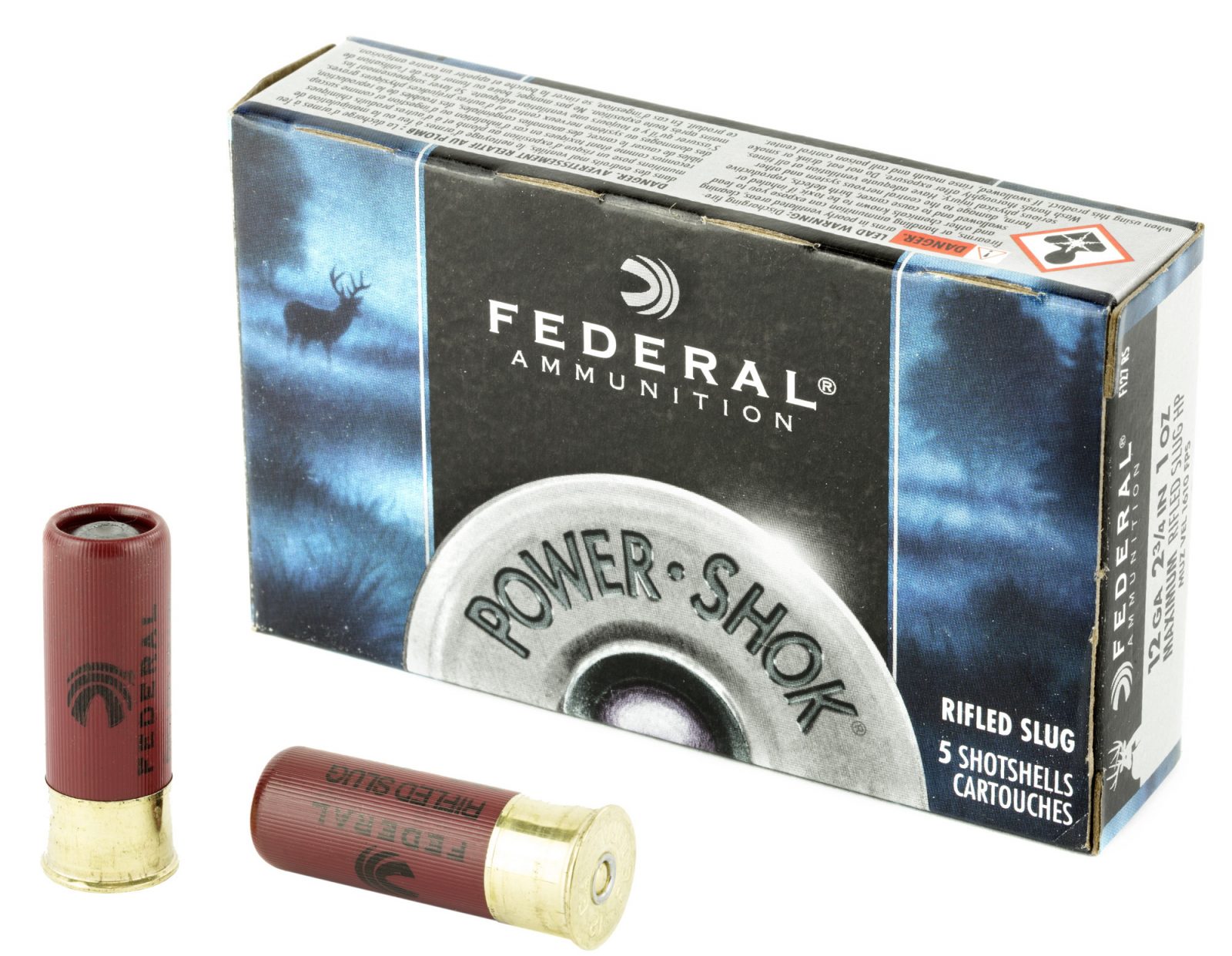 Federal 12Ga Power Shock Rifled Slug HP Ammunition - 5Rd Box - Nagel's ...