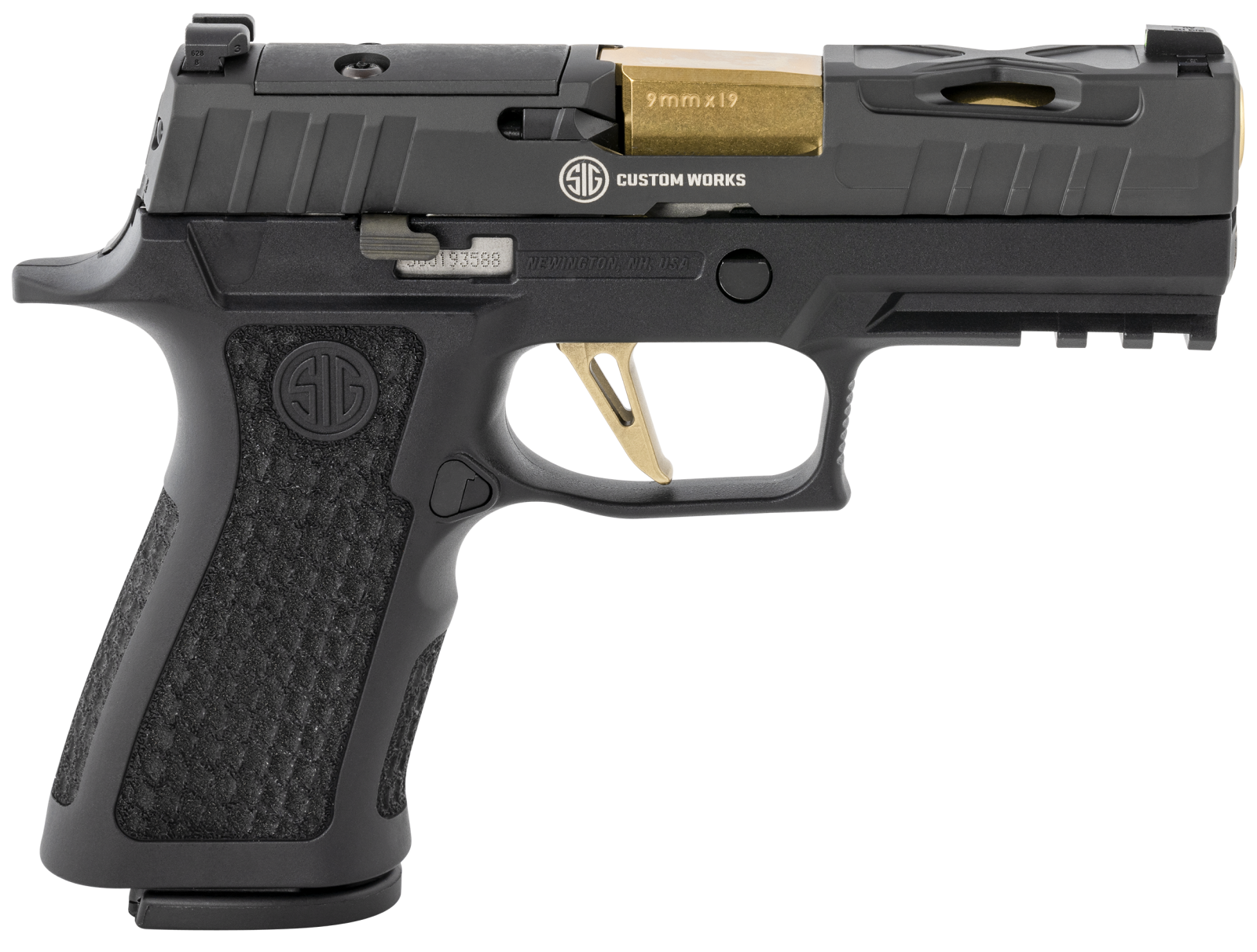 Sig Sauer P320 XCarry Spectre 9mm Pistol, TiN Gold Barrel, 3.9