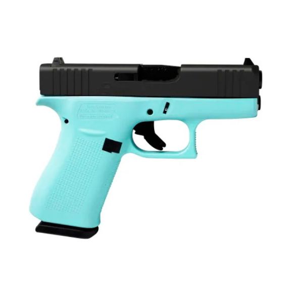 Glock 43X Robins Egg Blue Elite Black 9mm Pistol, 3.39" - ACG-00866