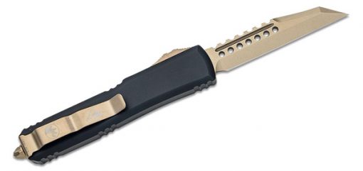 Microtech Ultratech Black Automatic Knife, Bronzed Warhound Blade