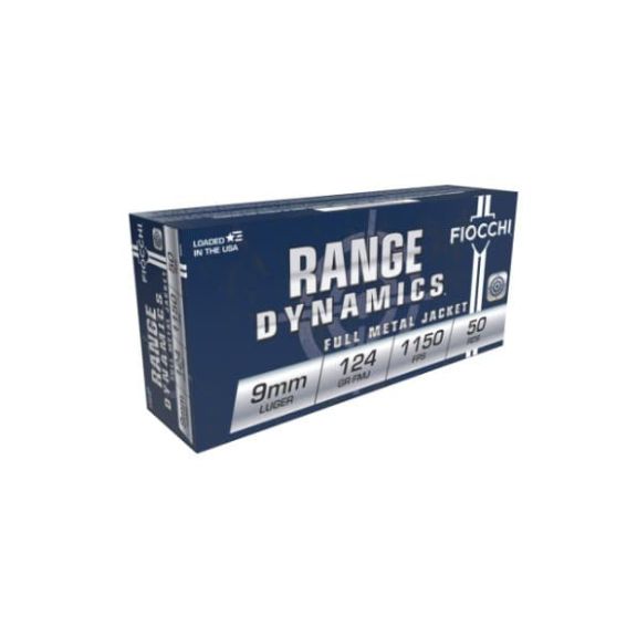 Fiocchi 9mm Range Dynamics 124gr FMJ Ammunition 50Rd Box - 9APB