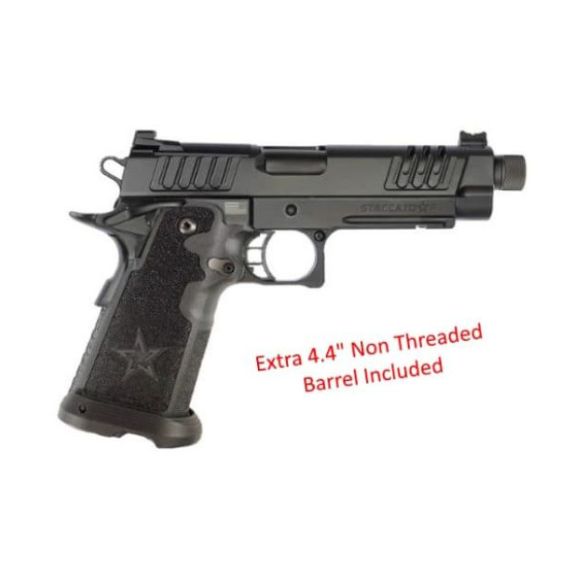 Staccato P Steel Frame DLC Threaded Barrel X-Series 2 Barrel Set 9mm Pistol, 5" - 12-1200-003103-01