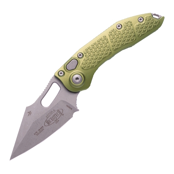 Microtech Stitch Apocalyptic Automatic Knife, OD Green Scales, 3.75" - 169-10APOD