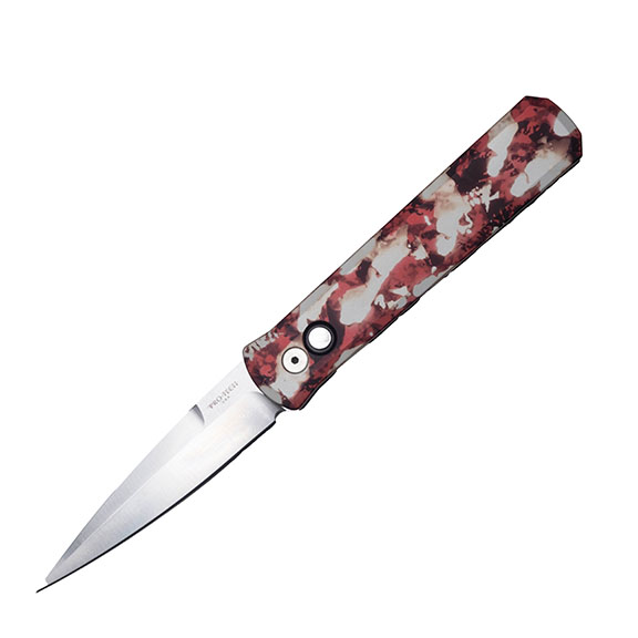 Pro-Tech Godfather Crimson Tiger Blade Automatic Knife, 4" - 921-Satin-CTC