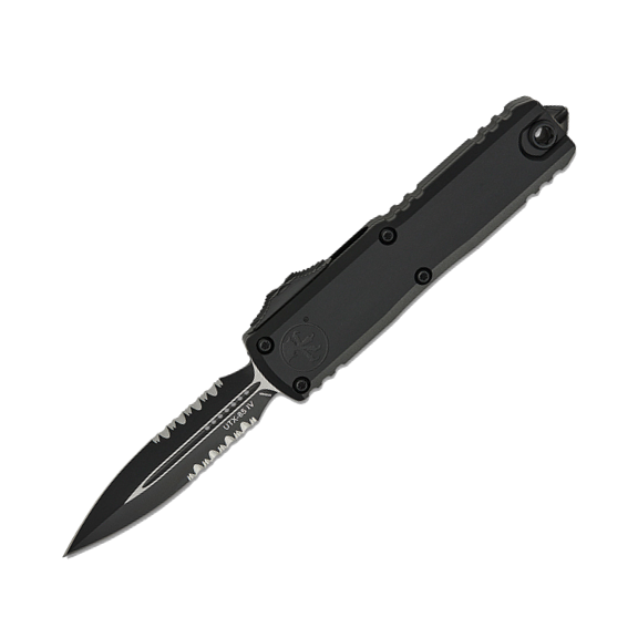 Microtech UTX-85 Gen IV Double Edge Black Automatic Knife, 3.125" - 12324-2T