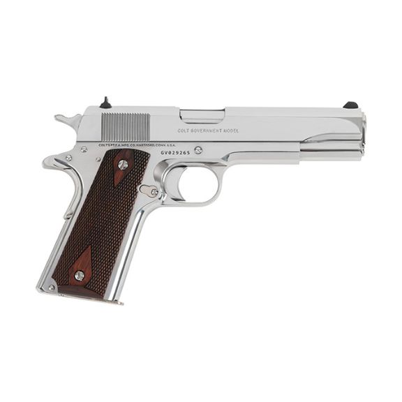 Colt 1911 Government Bright Stainless 38 Super Pistol, 5" - O1911C-BS38