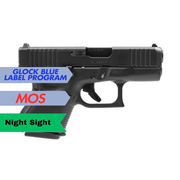 Glock 26 Gen5 MOS Night Sights Blue Label 9mm Pistol, 3.43" - UA265S702MOS